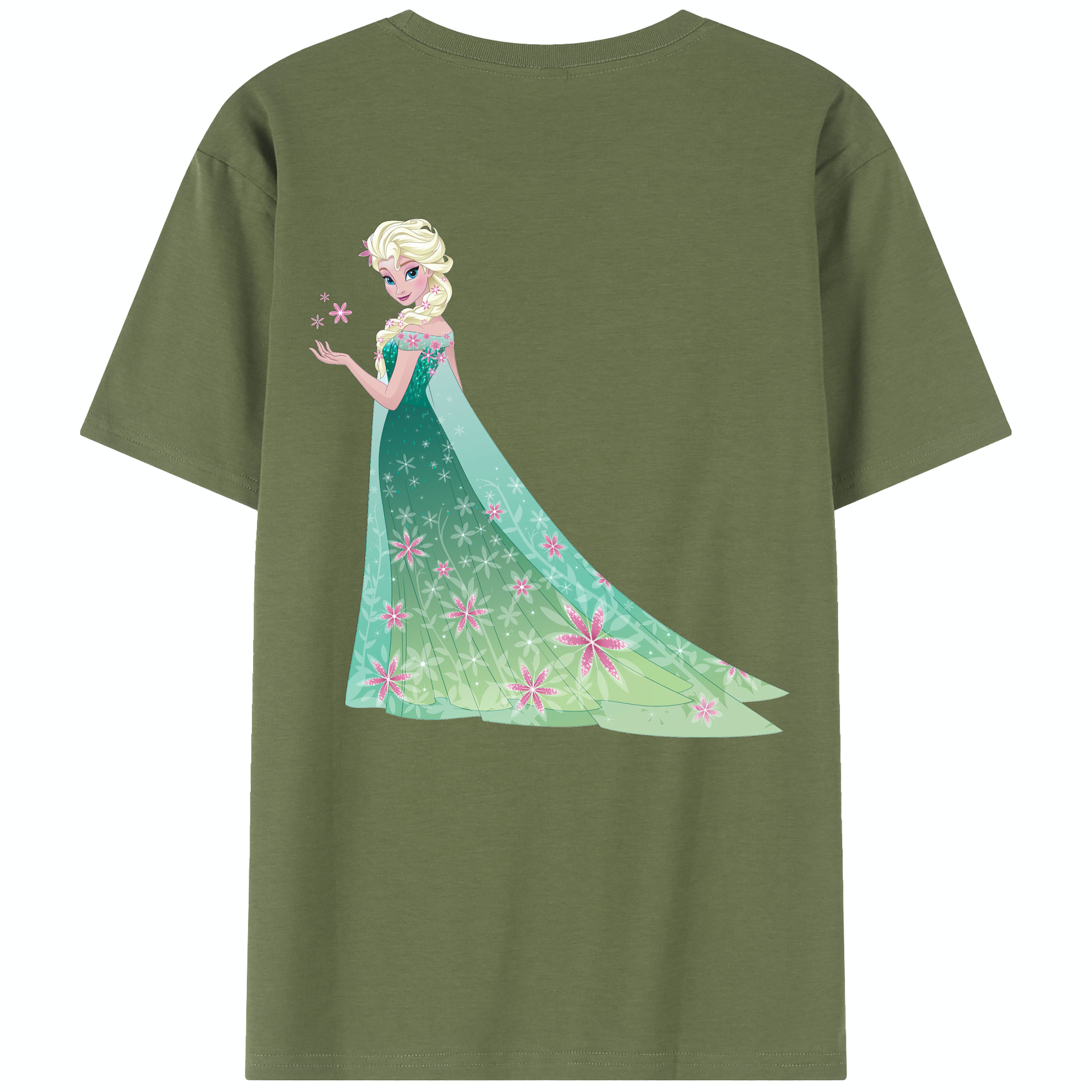 （画像用） アナと雪の女王 アンナ エルサ Frozen Anna Elsa 綿100％半袖Tシャツ（背面プリント）